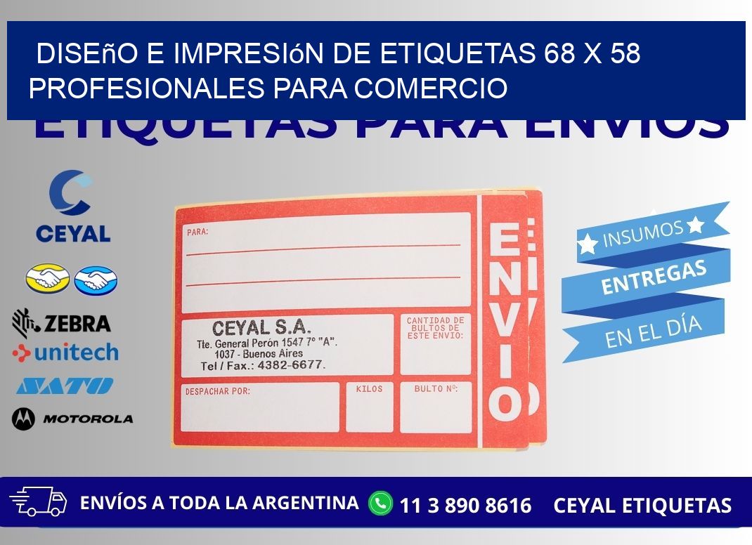 Diseño e Impresión de Etiquetas 68 x 58 Profesionales para Comercio