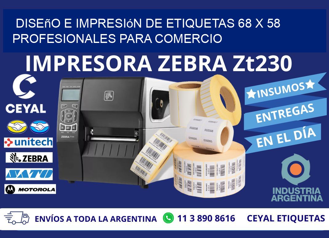 Diseño e Impresión de Etiquetas 68 x 58 Profesionales para Comercio