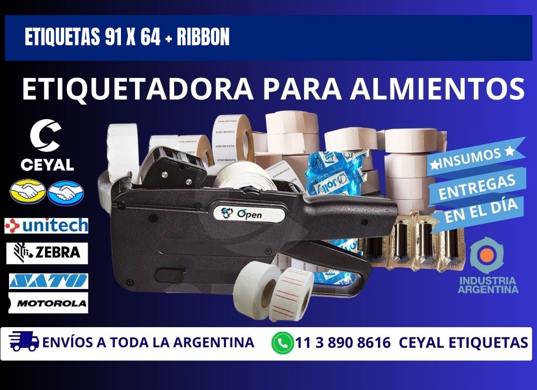 ETIQUETAS 91 x 64 + RIBBON