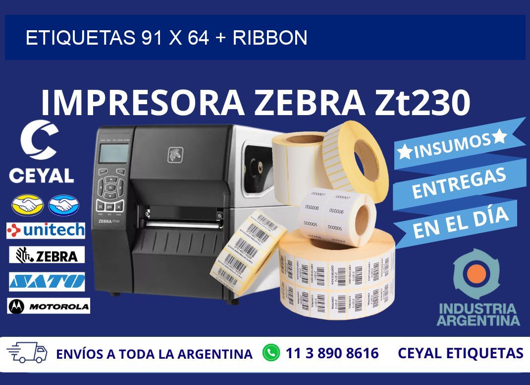 ETIQUETAS 91 x 64 + RIBBON