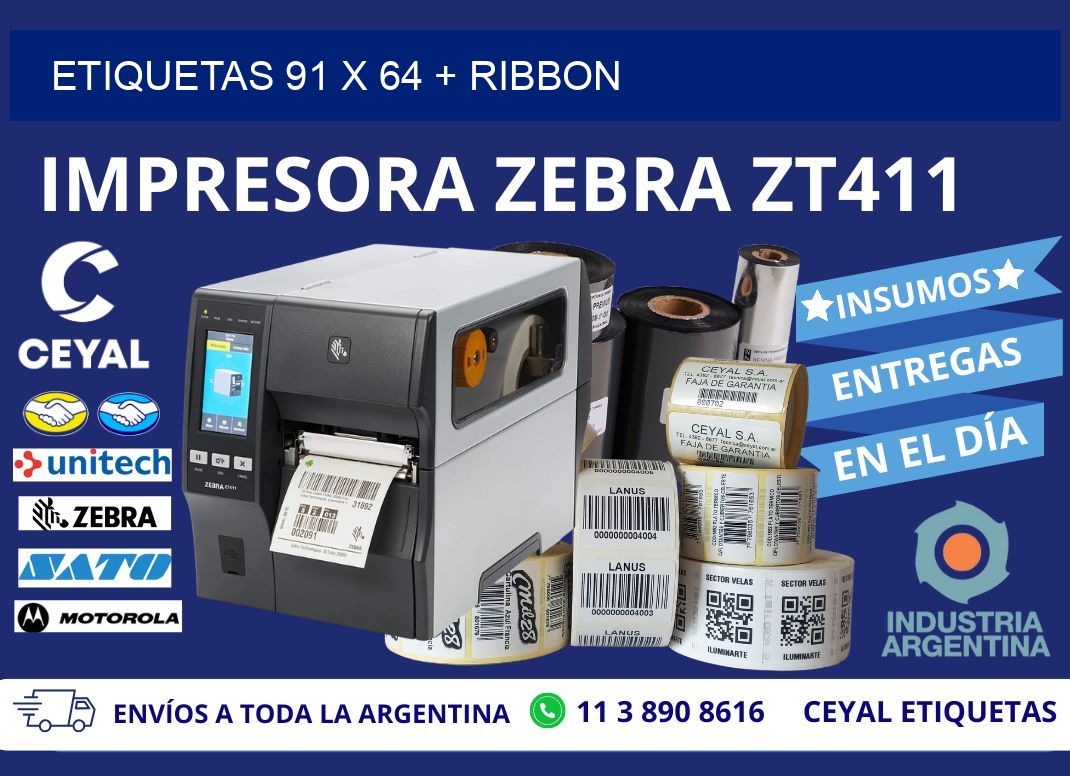 ETIQUETAS 91 x 64 + RIBBON