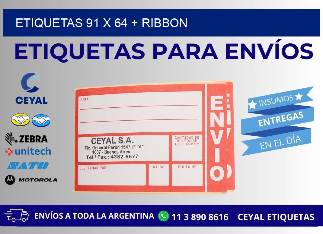 ETIQUETAS 91 x 64 + RIBBON