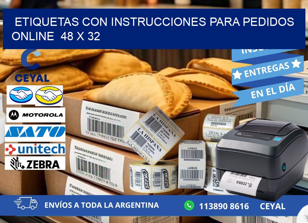 ETIQUETAS CON INSTRUCCIONES PARA PEDIDOS ONLINE  48 x 32