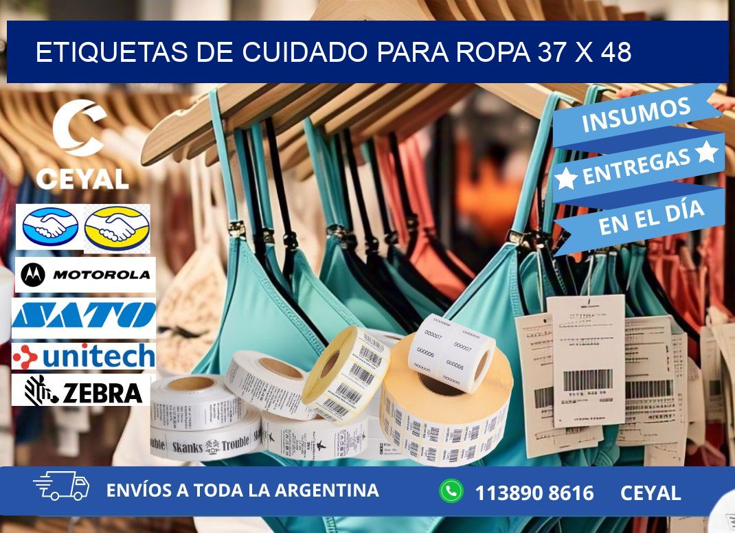 ETIQUETAS DE CUIDADO PARA ROPA 37 x 48