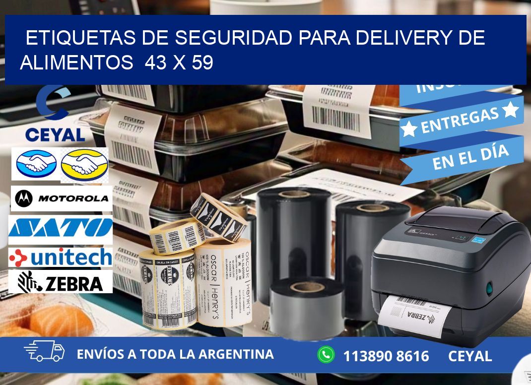 ETIQUETAS DE SEGURIDAD PARA DELIVERY DE ALIMENTOS  43 x 59