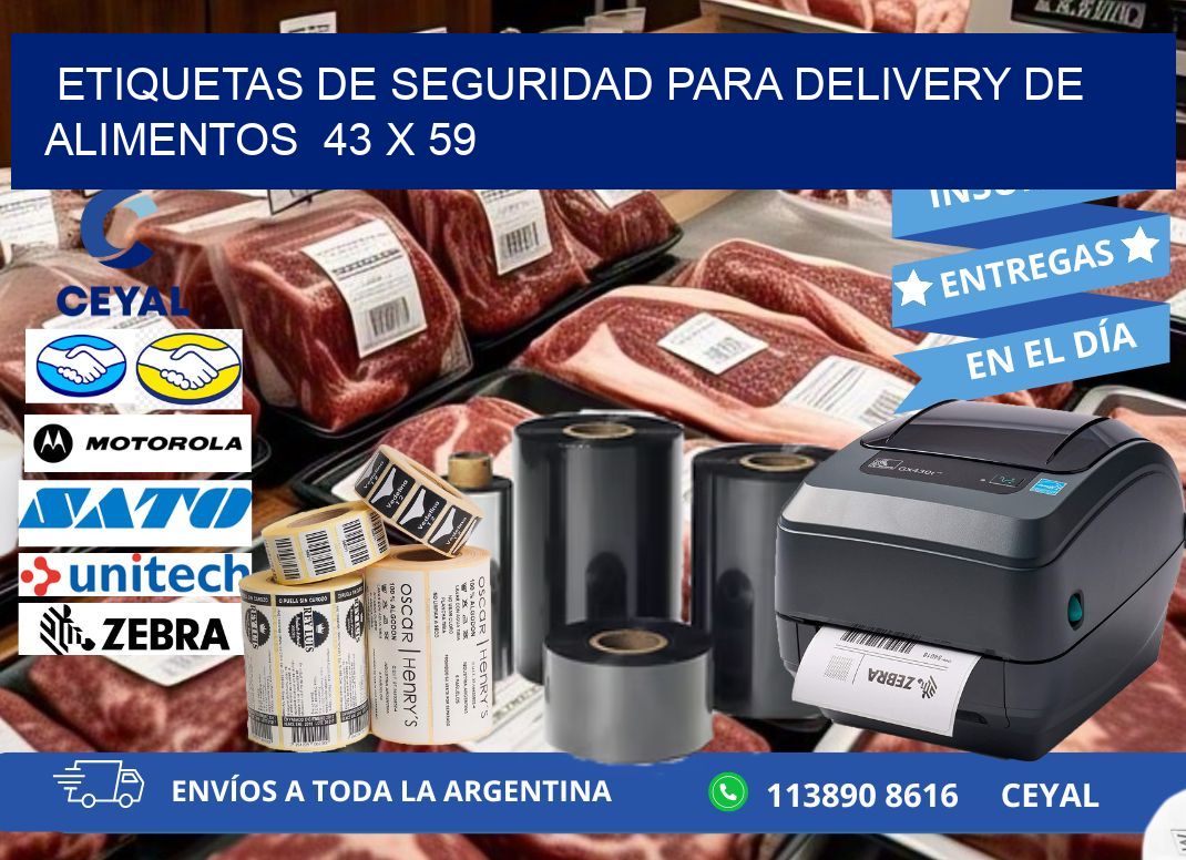 ETIQUETAS DE SEGURIDAD PARA DELIVERY DE ALIMENTOS  43 x 59