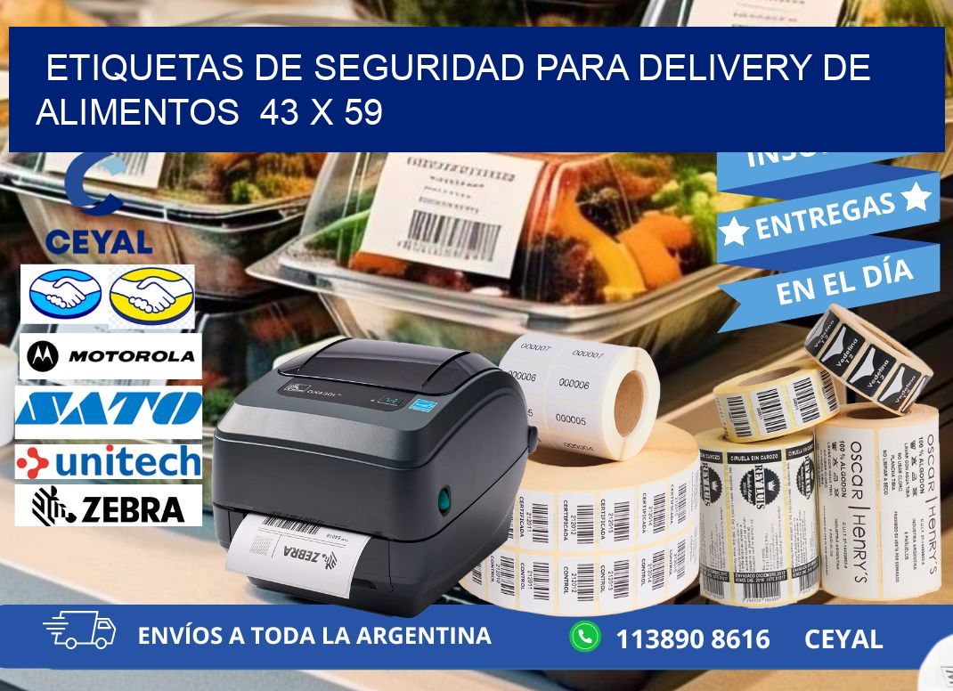 ETIQUETAS DE SEGURIDAD PARA DELIVERY DE ALIMENTOS  43 x 59