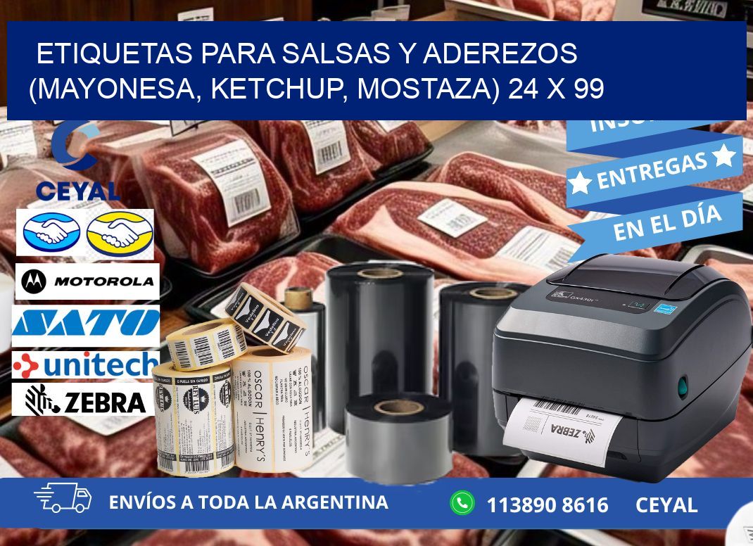 ETIQUETAS PARA SALSAS Y ADEREZOS (MAYONESA, KETCHUP, MOSTAZA) 24 x 99