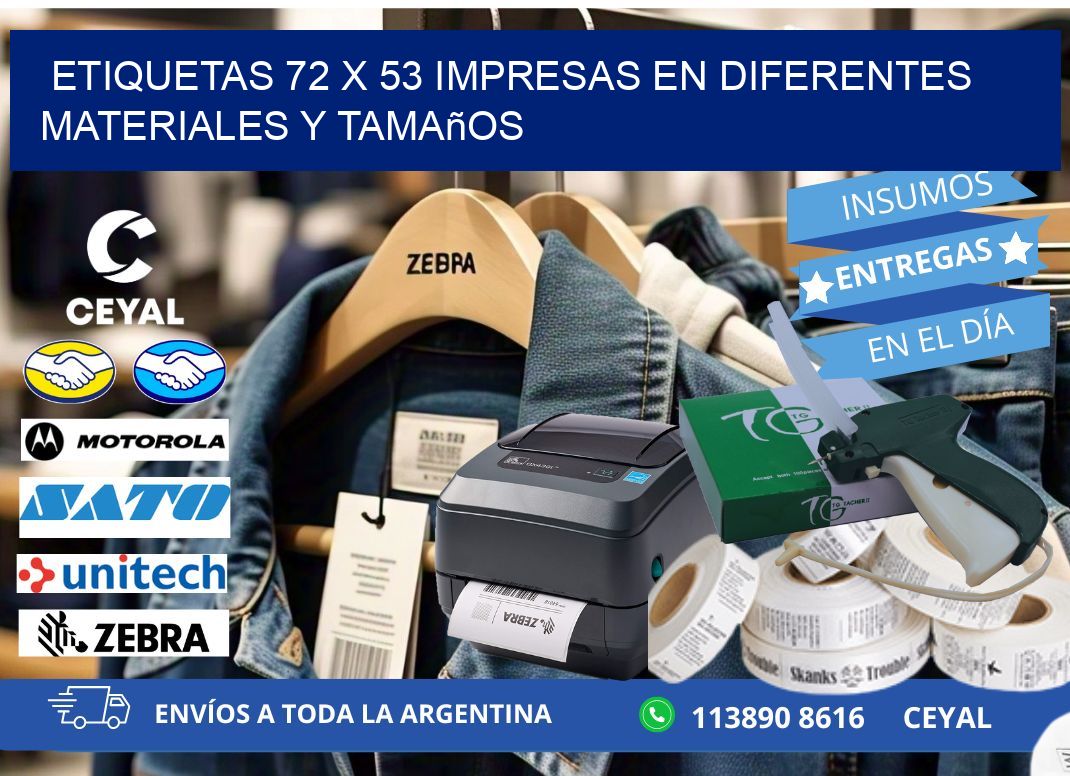 Etiquetas 72 x 53 Impresas en Diferentes Materiales y Tamaños