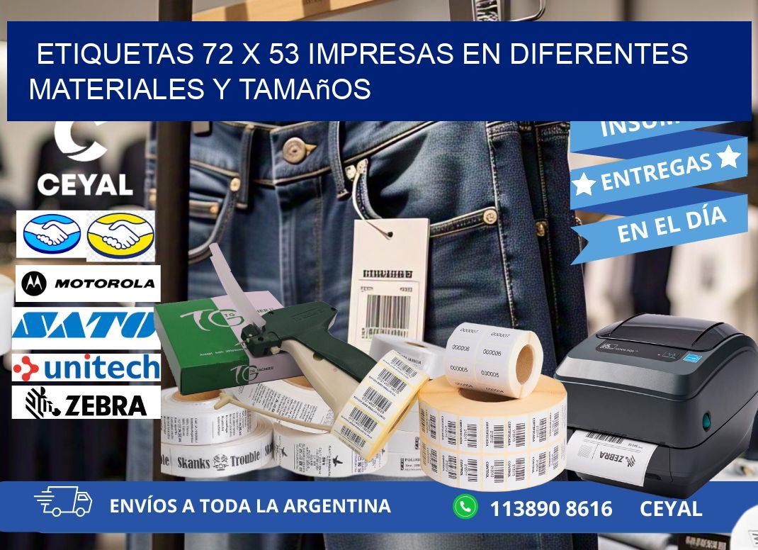 Etiquetas 72 x 53 Impresas en Diferentes Materiales y Tamaños