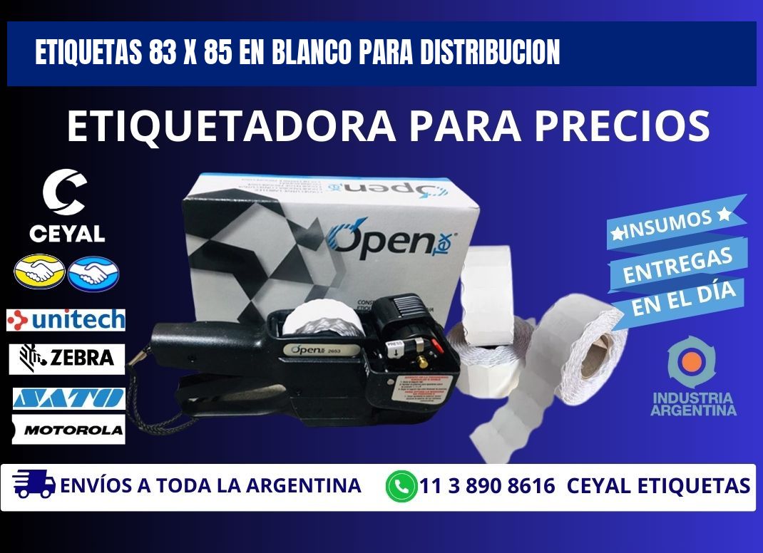 Etiquetas 83 x 85 en blanco para distribucion