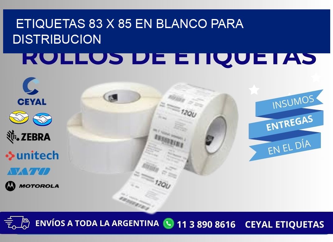 Etiquetas 83 x 85 en blanco para distribucion