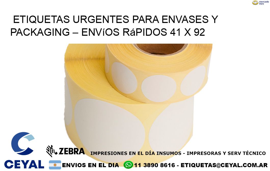 Etiquetas Urgentes para Envases y Packaging – Envíos Rápidos 41 x 92