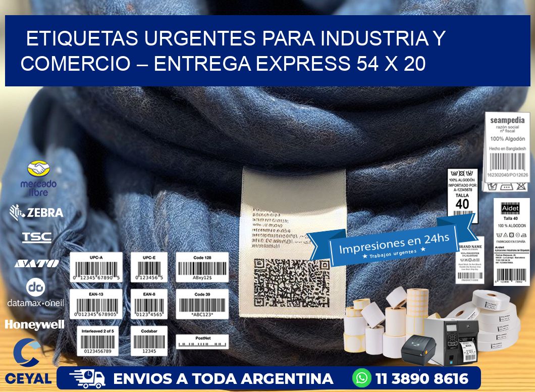 Etiquetas Urgentes para Industria y Comercio – Entrega Express 54 x 20