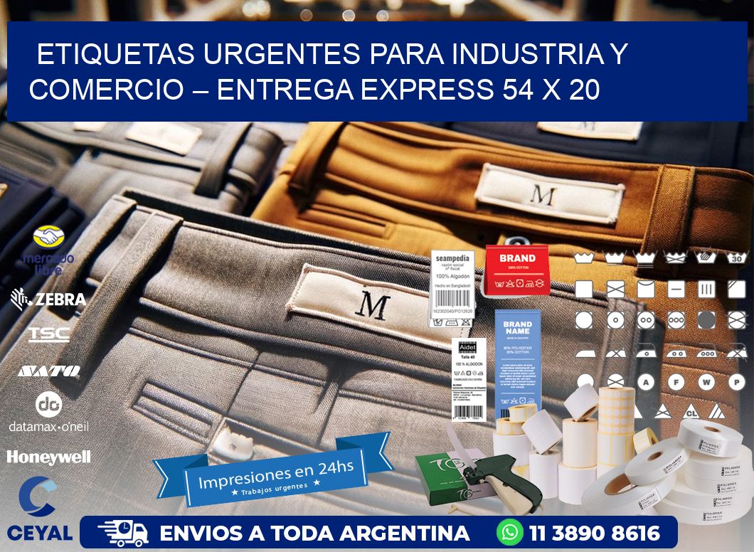 Etiquetas Urgentes para Industria y Comercio – Entrega Express 54 x 20