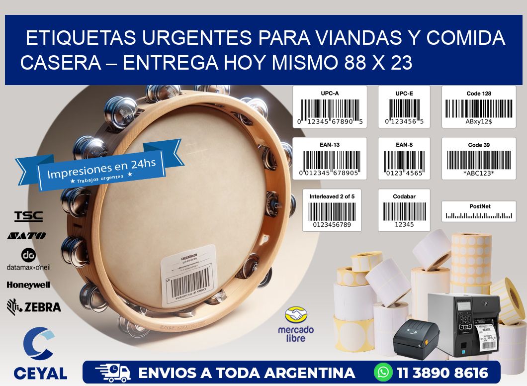 Etiquetas Urgentes para Viandas y Comida Casera – Entrega Hoy Mismo 88 x 23