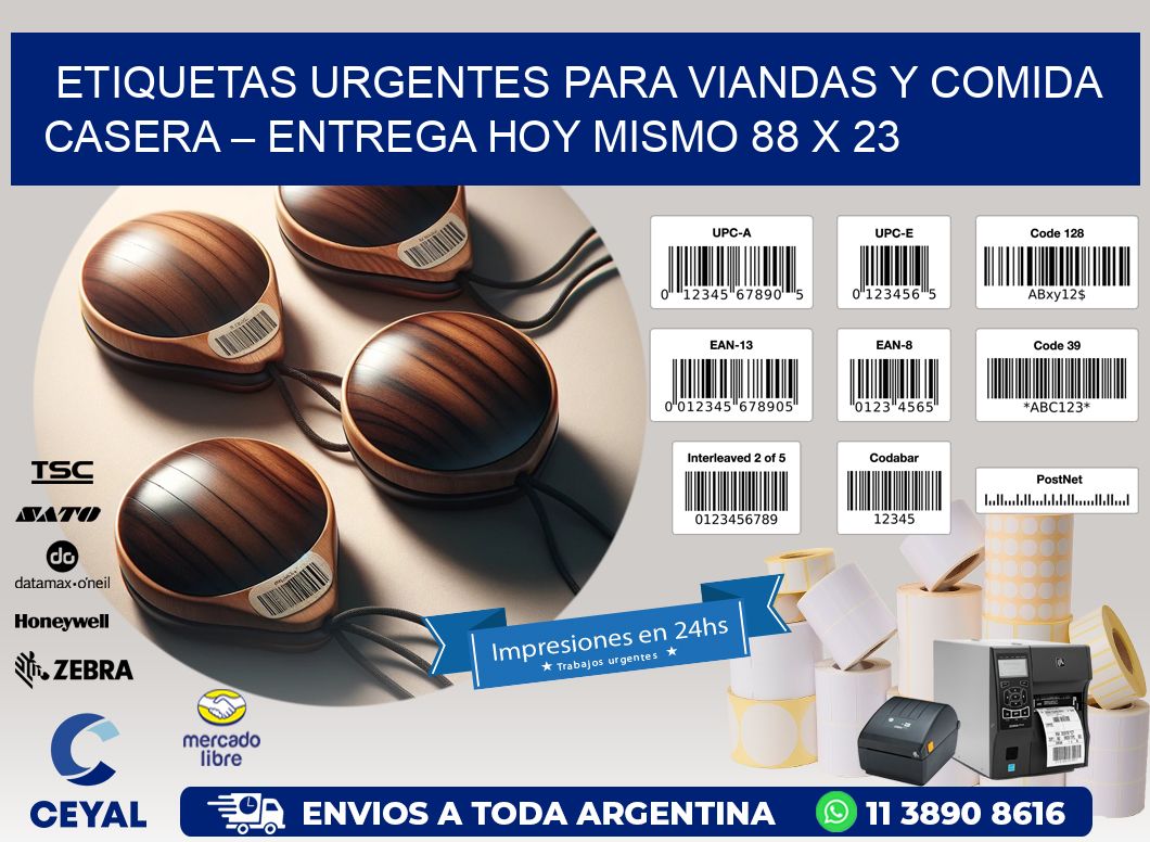 Etiquetas Urgentes para Viandas y Comida Casera – Entrega Hoy Mismo 88 x 23