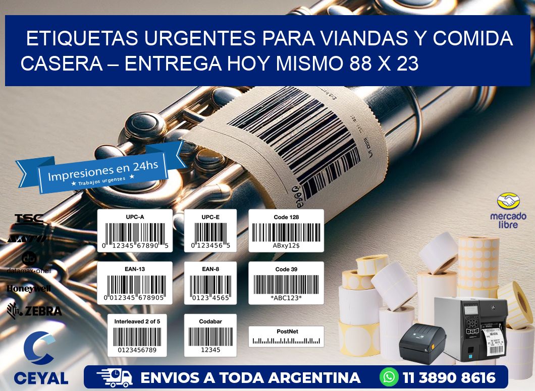 Etiquetas Urgentes para Viandas y Comida Casera – Entrega Hoy Mismo 88 x 23