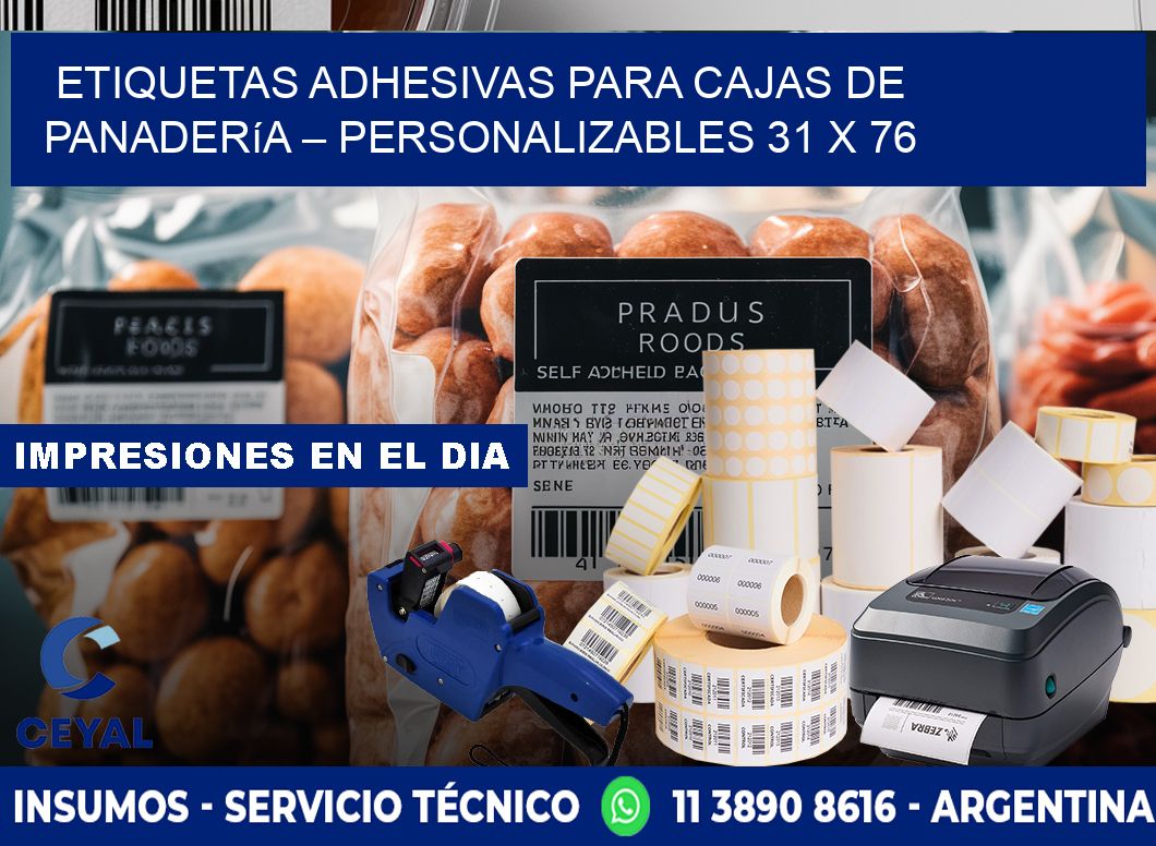 Etiquetas adhesivas para cajas de panadería – Personalizables 31 x 76