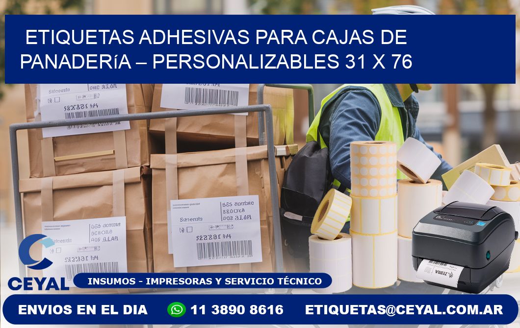 Etiquetas adhesivas para cajas de panadería – Personalizables 31 x 76