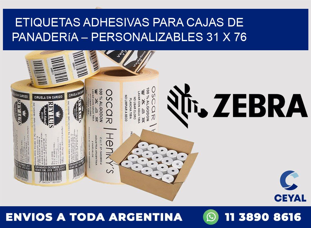 Etiquetas adhesivas para cajas de panadería – Personalizables 31 x 76