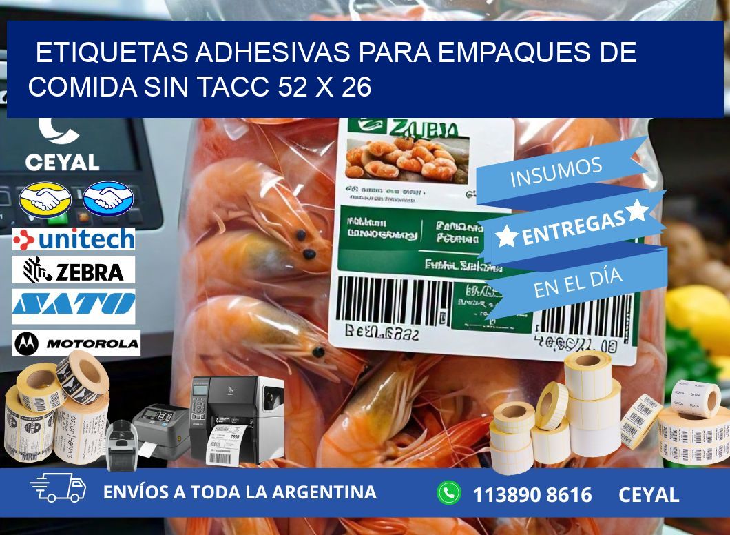 Etiquetas adhesivas para empaques de comida sin TACC 52 x 26