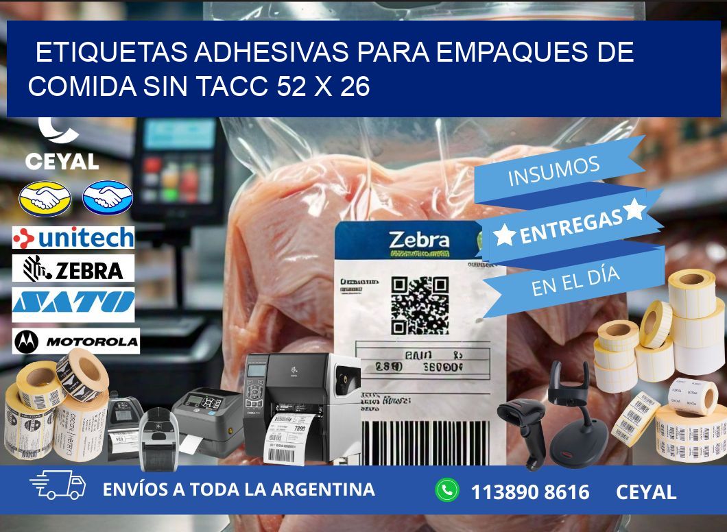 Etiquetas adhesivas para empaques de comida sin TACC 52 x 26