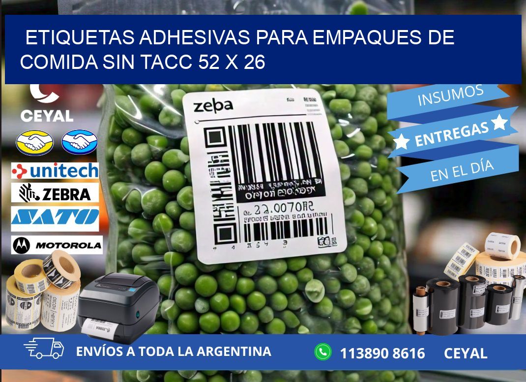 Etiquetas adhesivas para empaques de comida sin TACC 52 x 26