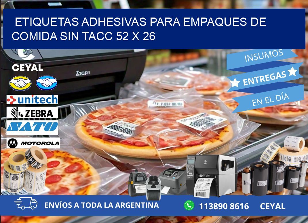 Etiquetas adhesivas para empaques de comida sin TACC 52 x 26