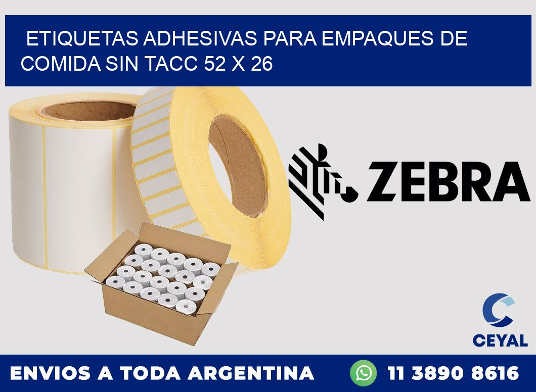 Etiquetas adhesivas para empaques de comida sin TACC 52 x 26