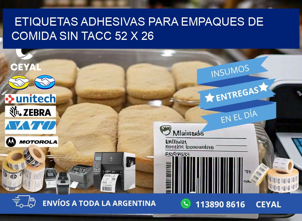 Etiquetas adhesivas para empaques de comida sin TACC 52 x 26