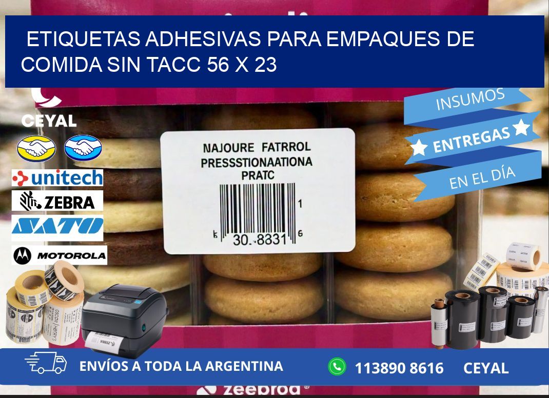 Etiquetas adhesivas para empaques de comida sin TACC 56 x 23