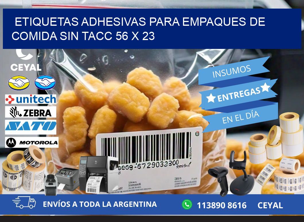 Etiquetas adhesivas para empaques de comida sin TACC 56 x 23