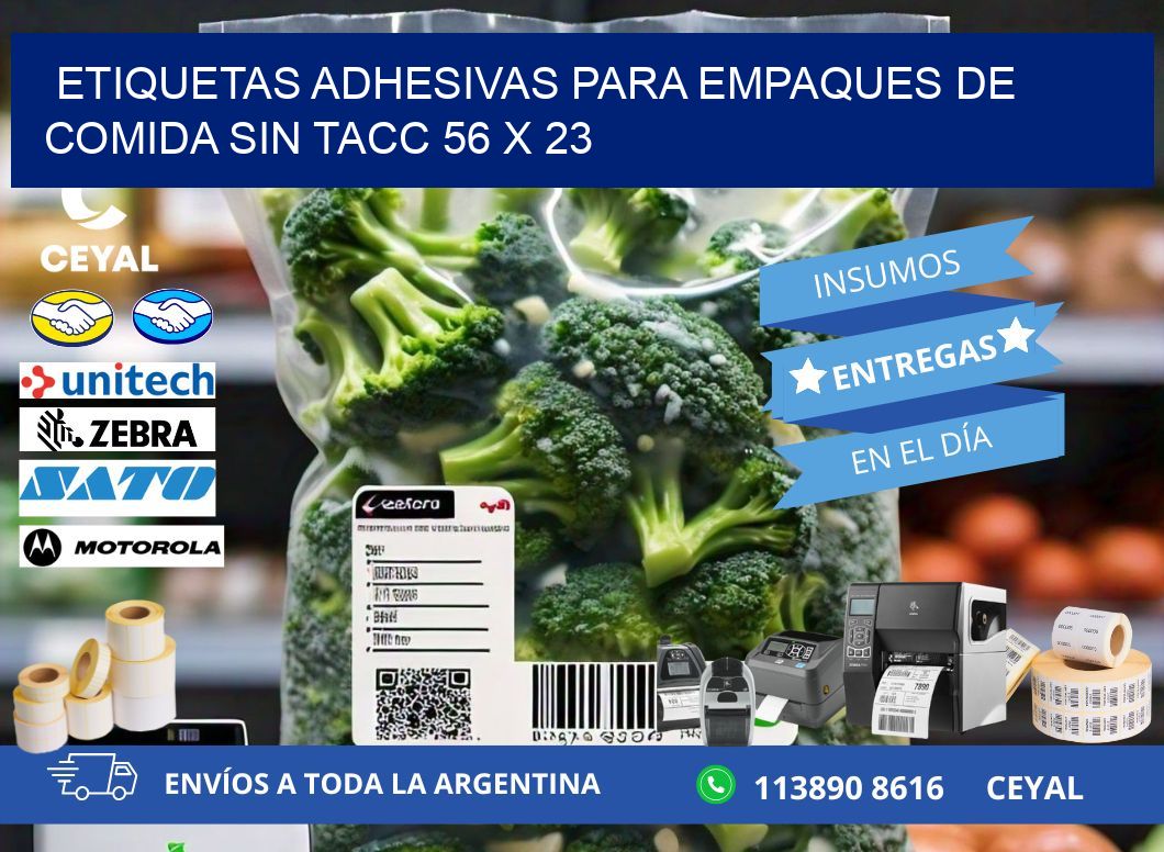 Etiquetas adhesivas para empaques de comida sin TACC 56 x 23