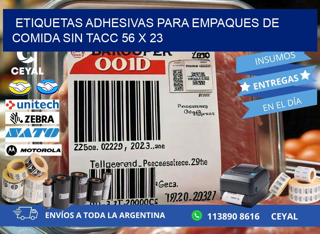 Etiquetas adhesivas para empaques de comida sin TACC 56 x 23