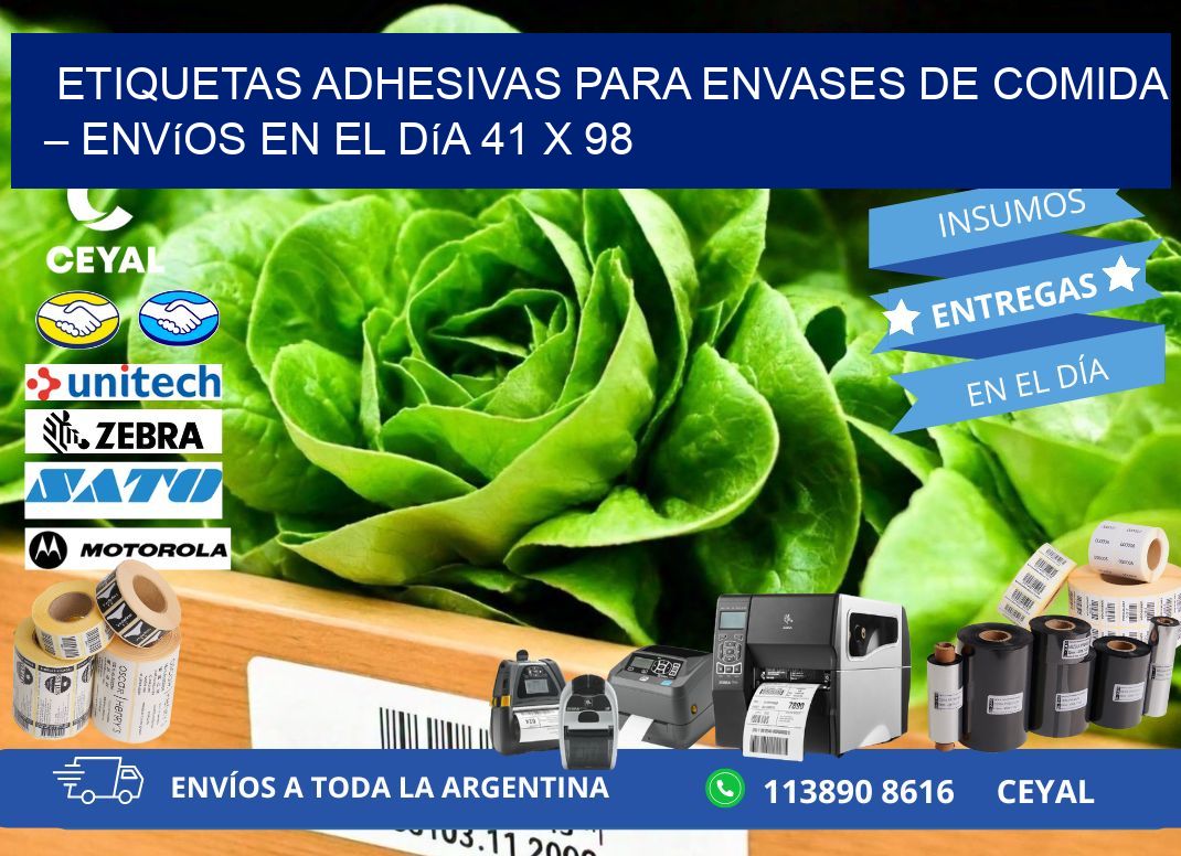 Etiquetas adhesivas para envases de comida – Envíos en el día 41 x 98