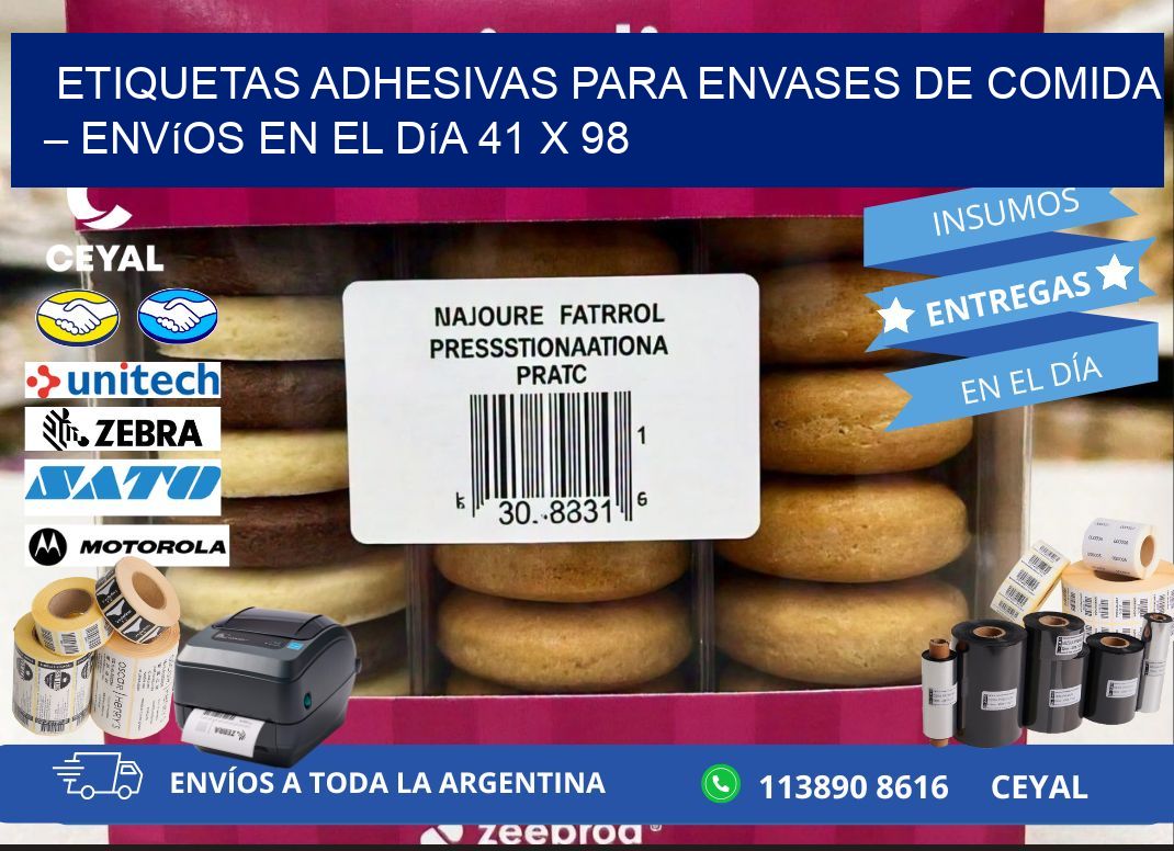 Etiquetas adhesivas para envases de comida – Envíos en el día 41 x 98