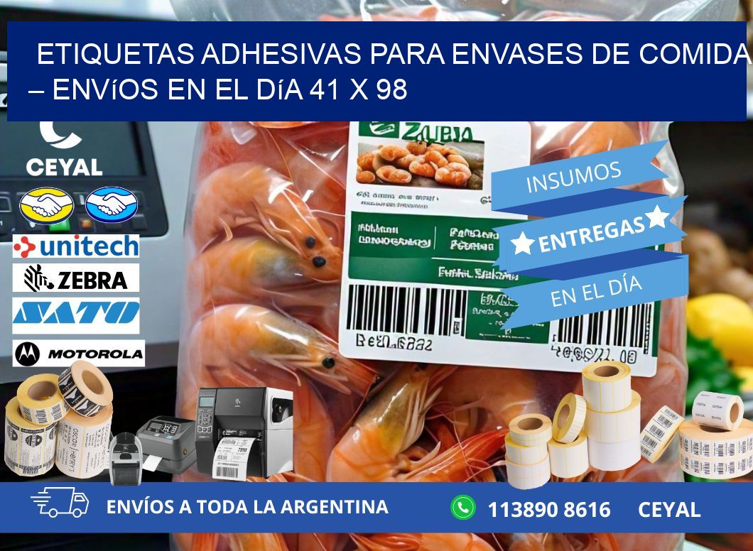 Etiquetas adhesivas para envases de comida – Envíos en el día 41 x 98