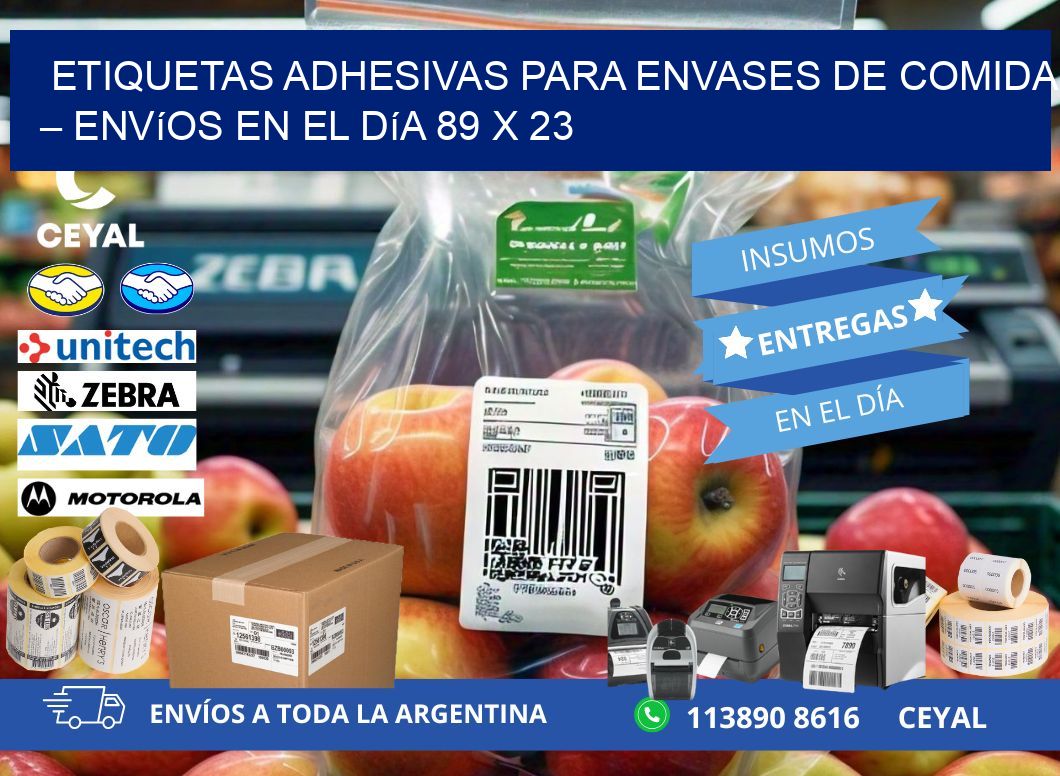 Etiquetas adhesivas para envases de comida – Envíos en el día 89 x 23