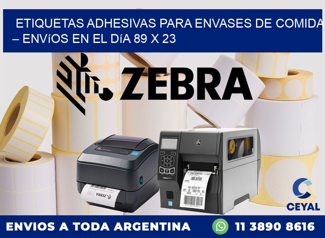 Etiquetas adhesivas para envases de comida – Envíos en el día 89 x 23