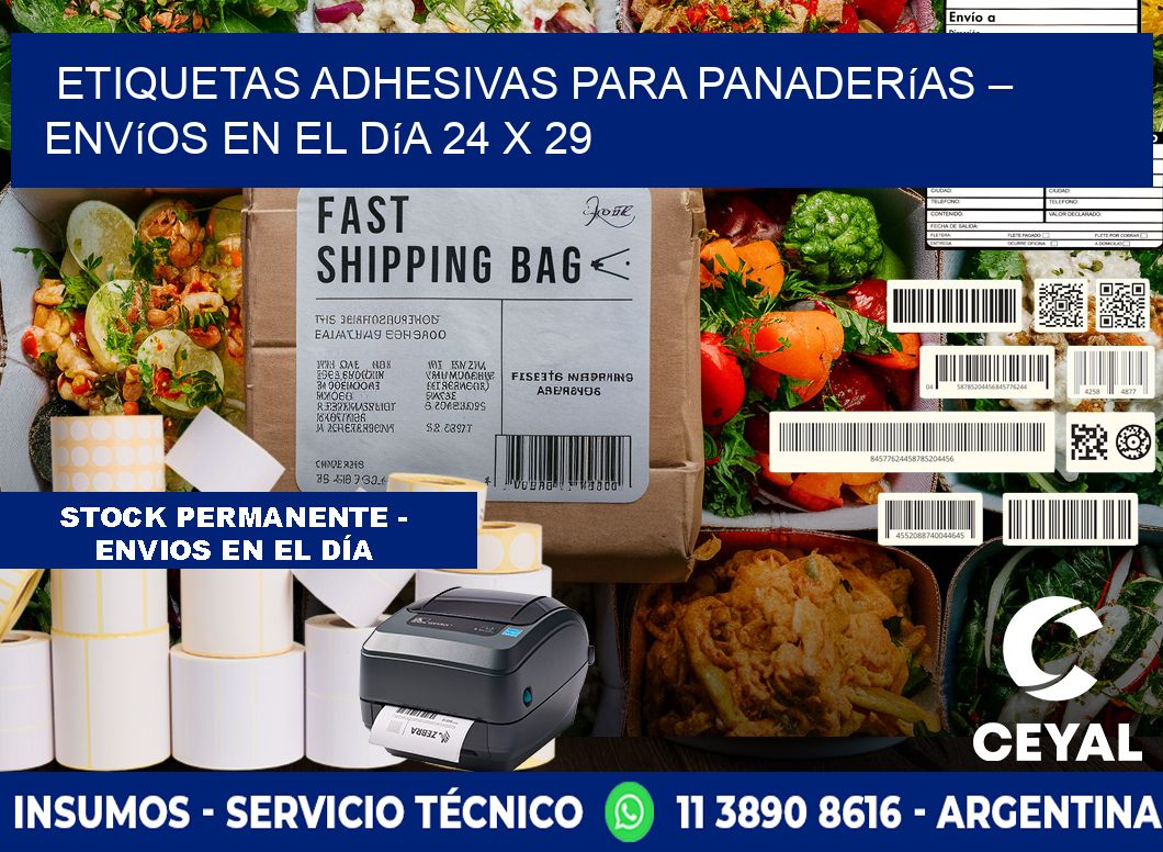 Etiquetas adhesivas para panaderías – Envíos en el día 24 x 29