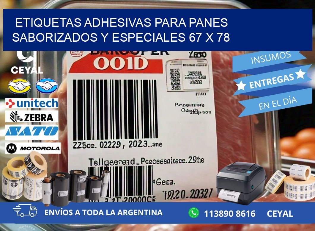 Etiquetas adhesivas para panes saborizados y especiales 67 x 78