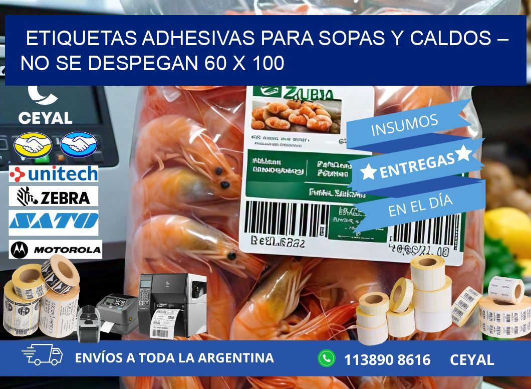 Etiquetas adhesivas para sopas y caldos – No se despegan 60 x 100