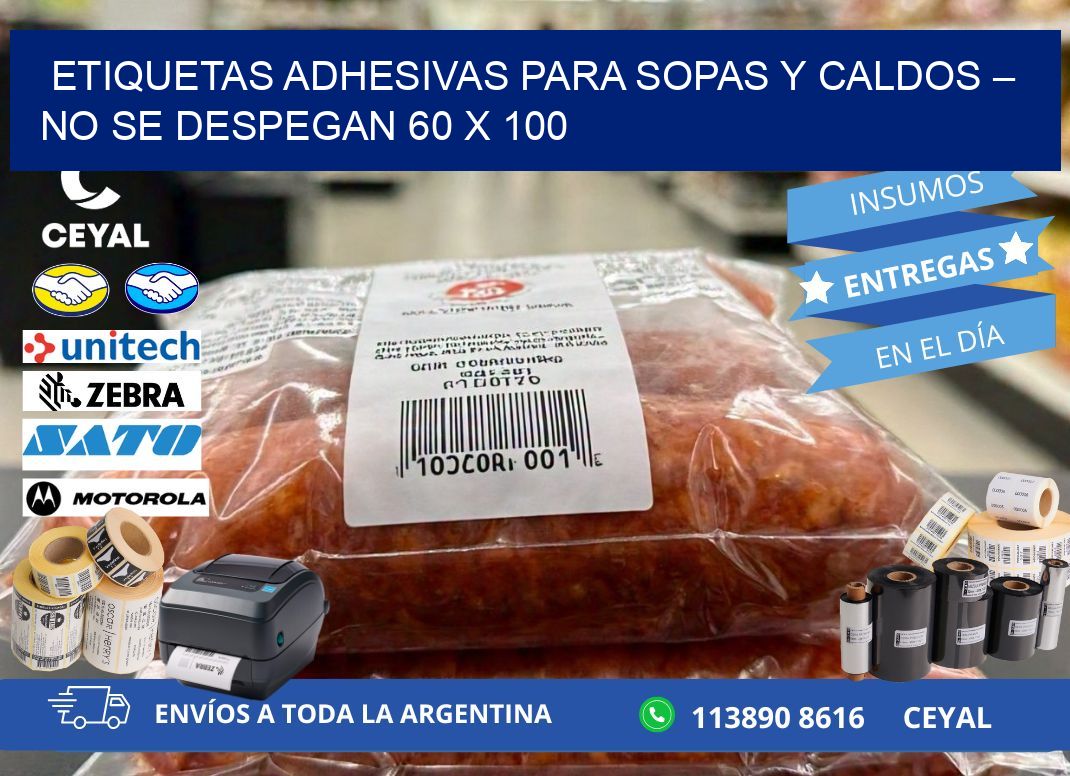 Etiquetas adhesivas para sopas y caldos – No se despegan 60 x 100