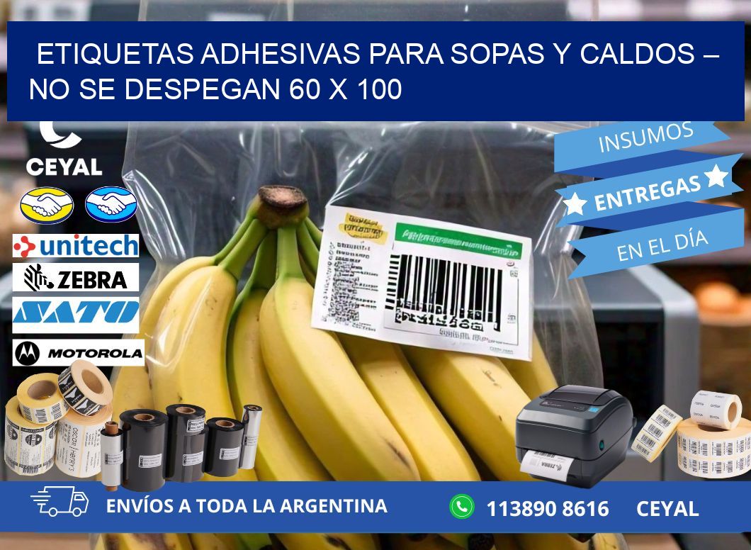 Etiquetas adhesivas para sopas y caldos – No se despegan 60 x 100