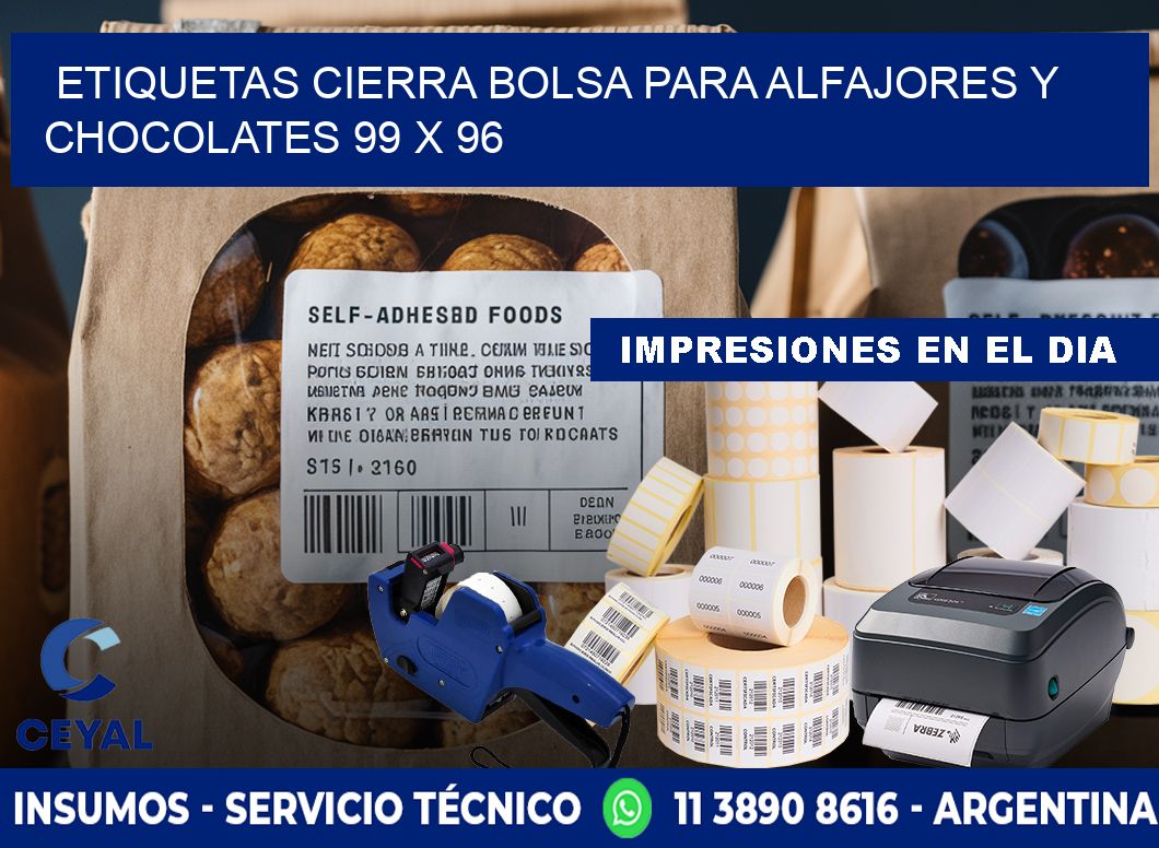 Etiquetas cierra bolsa para alfajores y chocolates 99 x 96