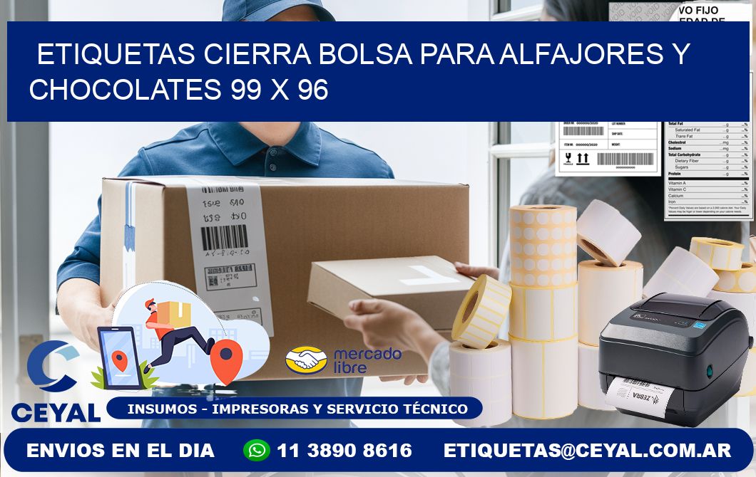 Etiquetas cierra bolsa para alfajores y chocolates 99 x 96