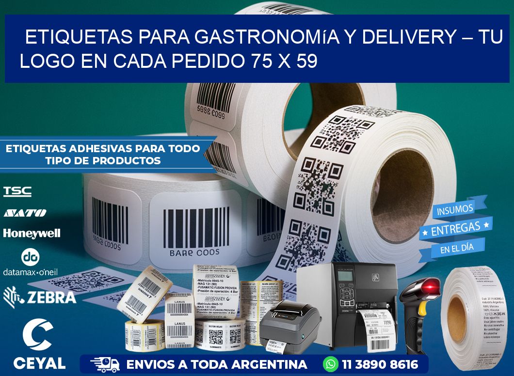 Etiquetas para Gastronomía y Delivery – Tu Logo en Cada Pedido 75 x 59