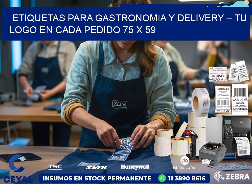 Etiquetas para Gastronomía y Delivery – Tu Logo en Cada Pedido 75 x 59