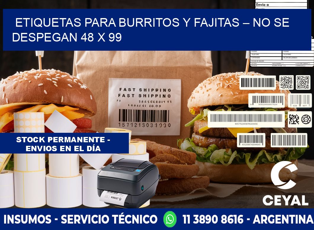 Etiquetas para burritos y fajitas – No se despegan 48 x 99